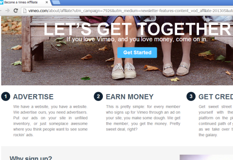 If you love Vimeo, and you love money, come on in. source: Vimeo's advertisements from their homepage